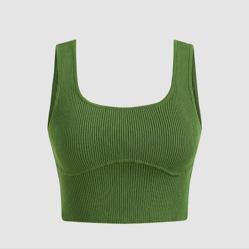 New! Ribbed Crop Tank Top
